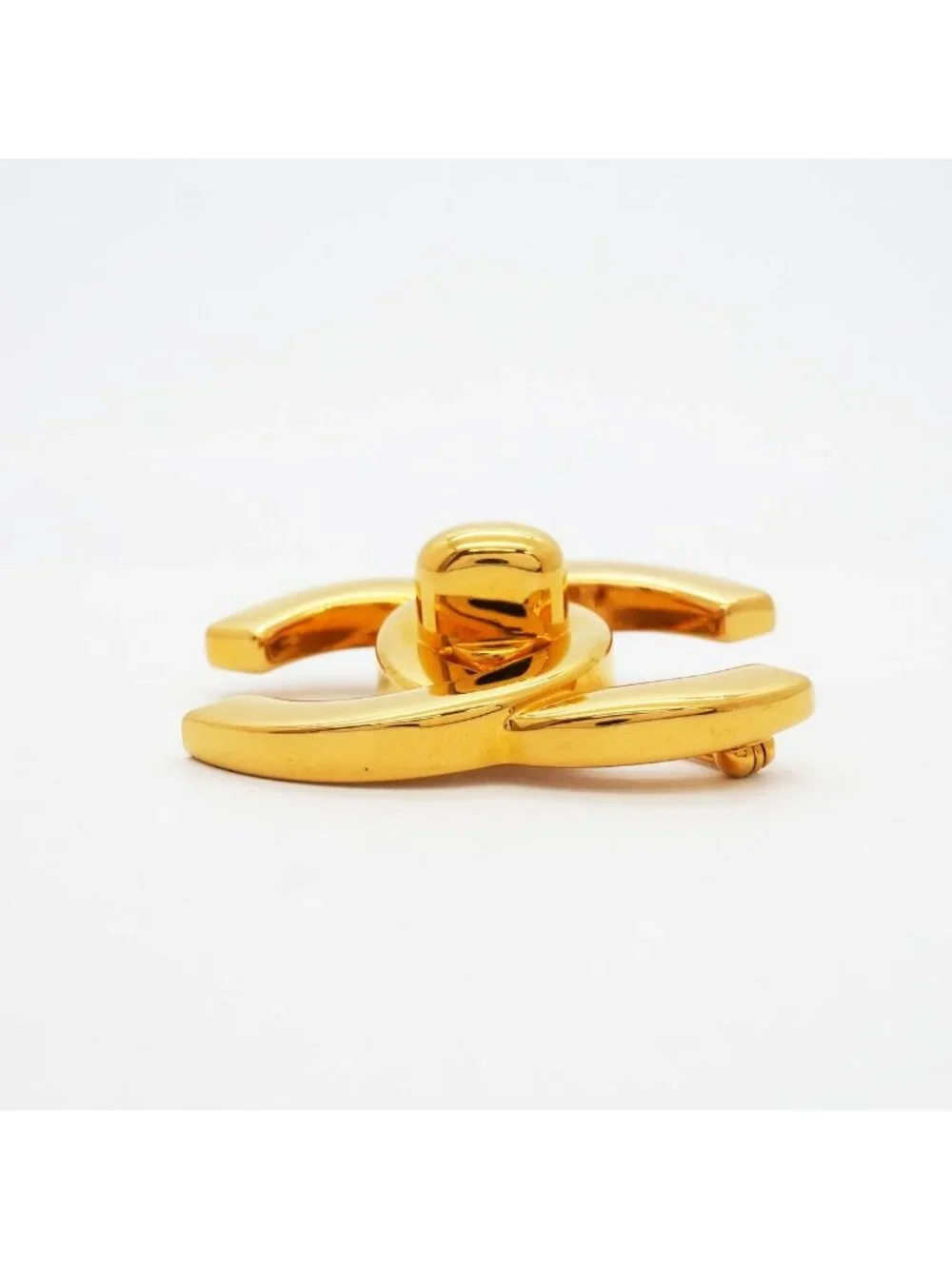 Chanel Brooch Vintage CC Logo Turnlock Gold Plated